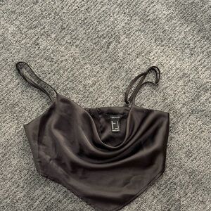 Forever 21 Black Satin Strappy Top